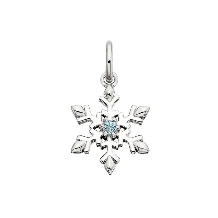 Sterling Silver Blue Topaz Snowflake Charm