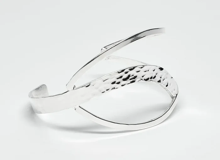 Sterling Silver Cuff with Pounded Curved Center