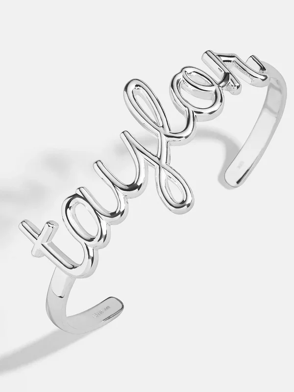 Sterling Silver Custom Nameplate Cuff Bracelet – Sterling Silver