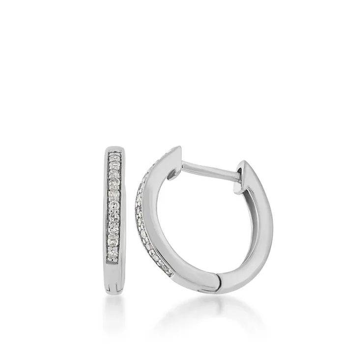 Sterling Silver Diamond Hoop Earrings