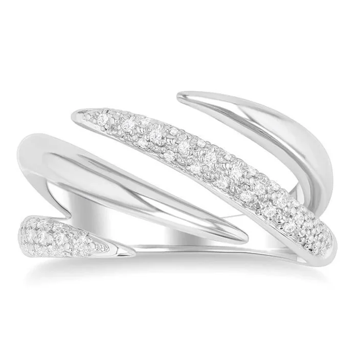 Sterling Silver Diamonds Bypass Ring