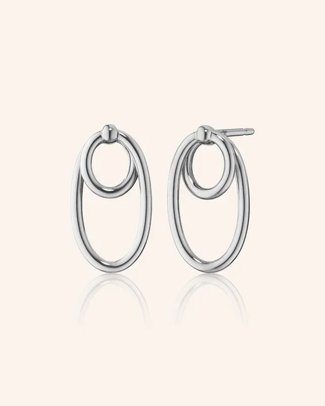 Sterling Silver Double Oval Infinity Hoop Earrings