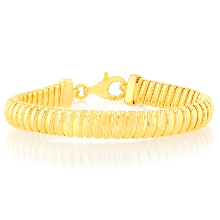 Sterling Silver Gold Plated Broad Fancy 19cm Bracelet