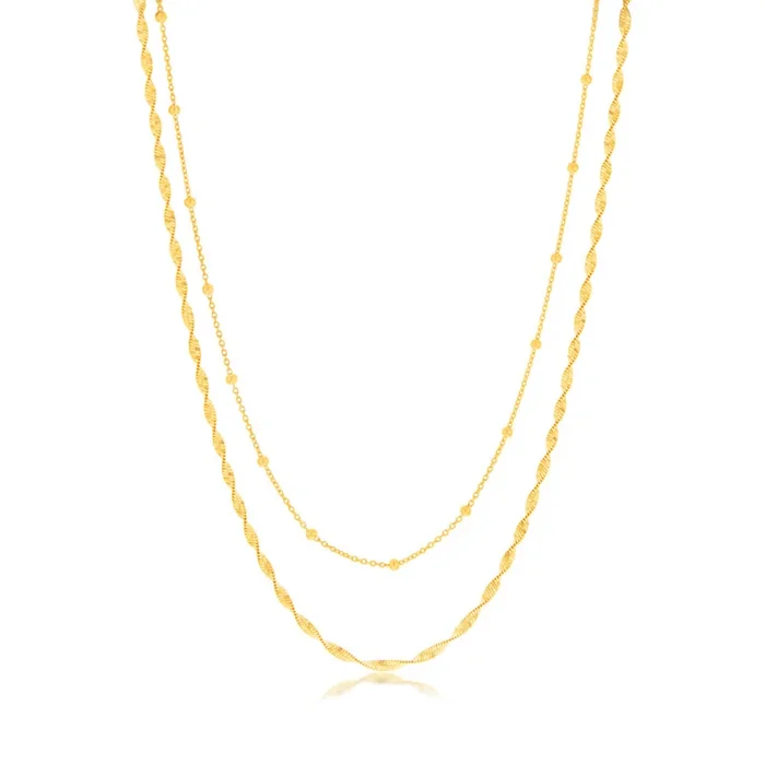 Sterling Silver Gold Plated Fancy Double Layer 38+5cm Chain