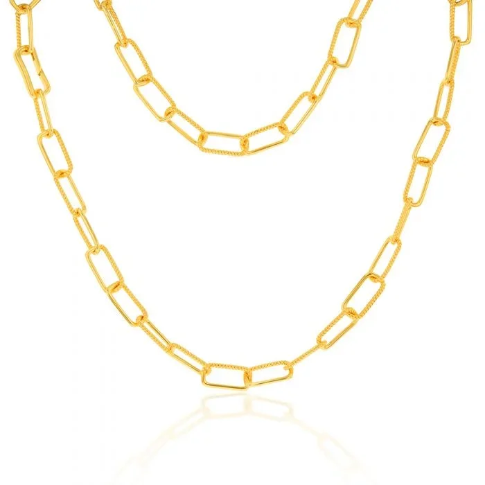 Sterling Silver Gold Plated Rectangle Twistlink 45cm Chain