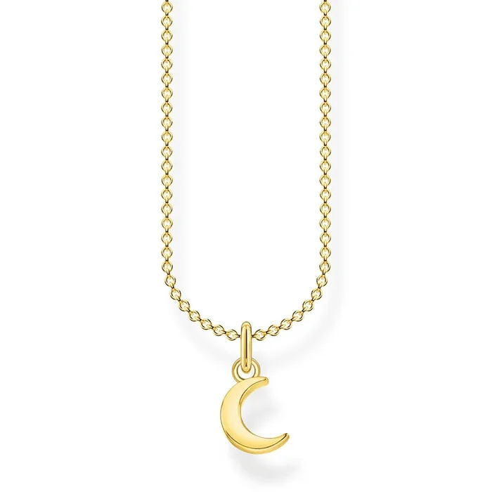 Sterling Silver Gold Plated Thomas Sabo Charm Club Moon Necklace 38-45cm