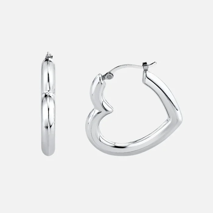 Sterling Silver Heart Helium Hoops