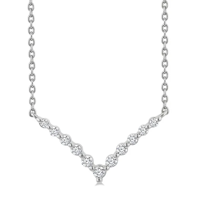 Sterling Silver Natural Diamonds Chevron Necklace