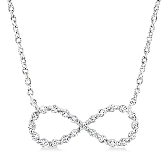 Sterling Silver Natural Diamonds Infinity Necklace