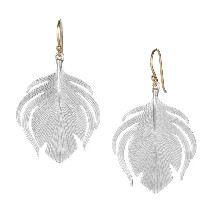 Sterling Silver Peacock Feather Earrings
