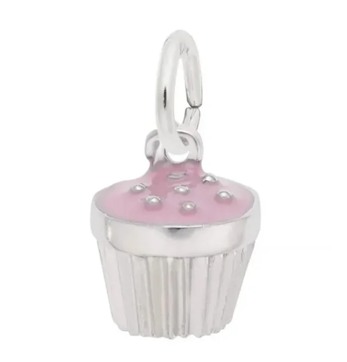 Sterling Silver Pink Cupcake Charm