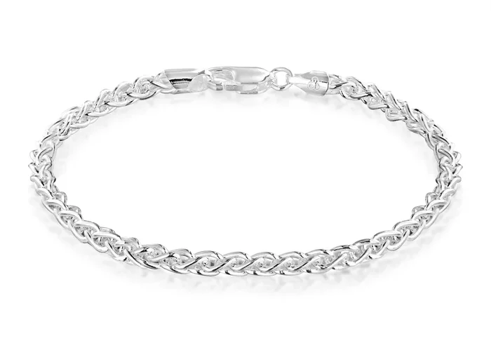 Sterling Silver Spiga 19cm Plaited Bracelet