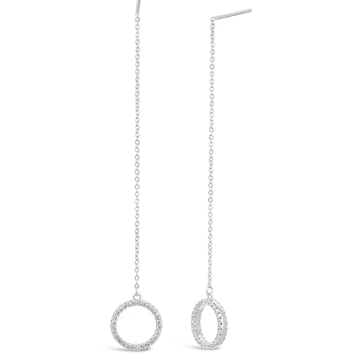 Sterling Silver Zirconia Circle of Life Drop Earrings