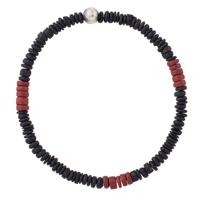 Stone & Sterling Stretch Bracelet – Shungite/Red Jasper