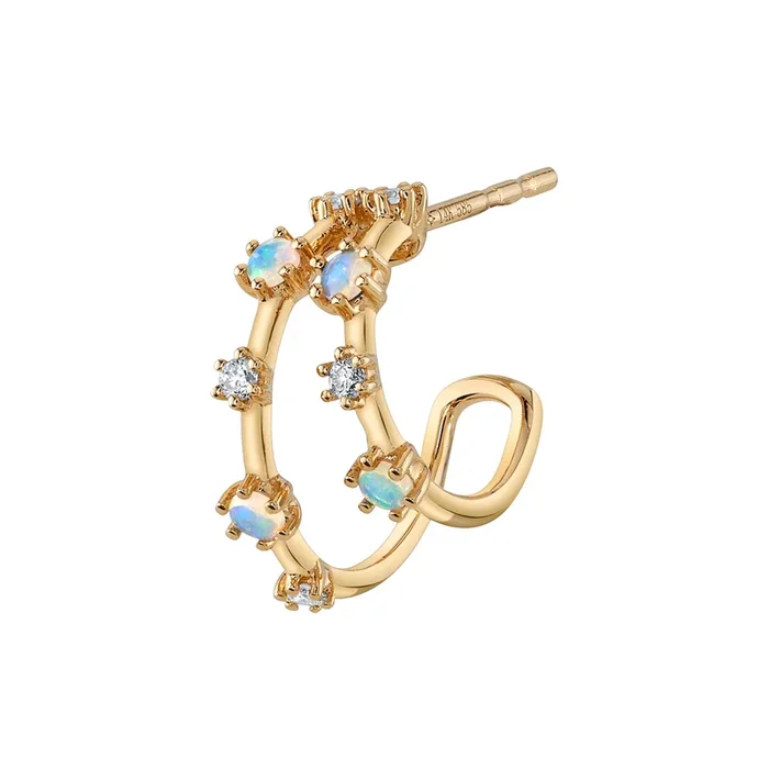 Stone Diamond Half-Huggie Hoop