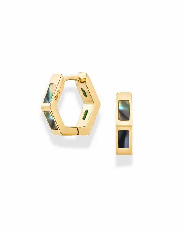 Stone Inlayed Ari Hoops