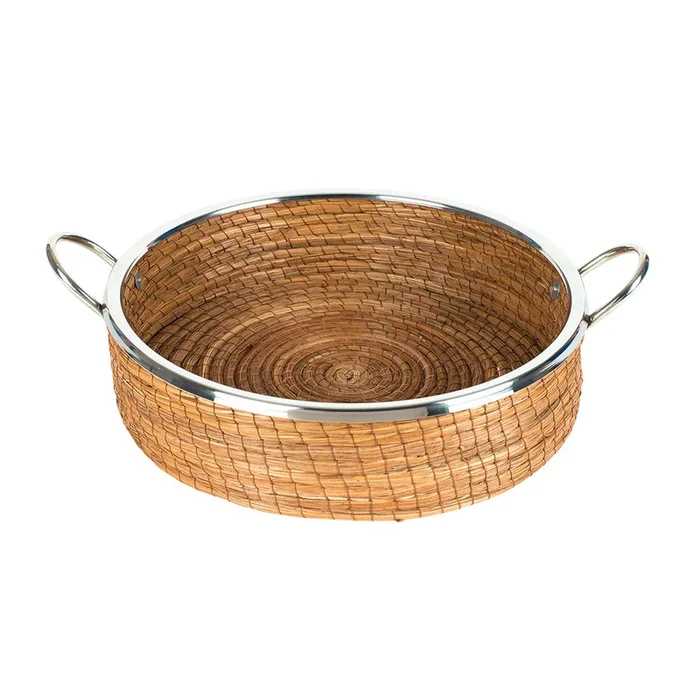 Straight Sided Pine Needle Basket with Handles