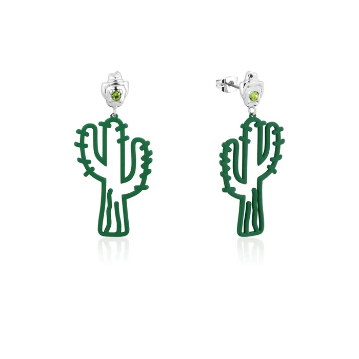 Streets Bubble O’Bill White Gold Plated Stainless Steel Cactus 70mm Drop Earrings