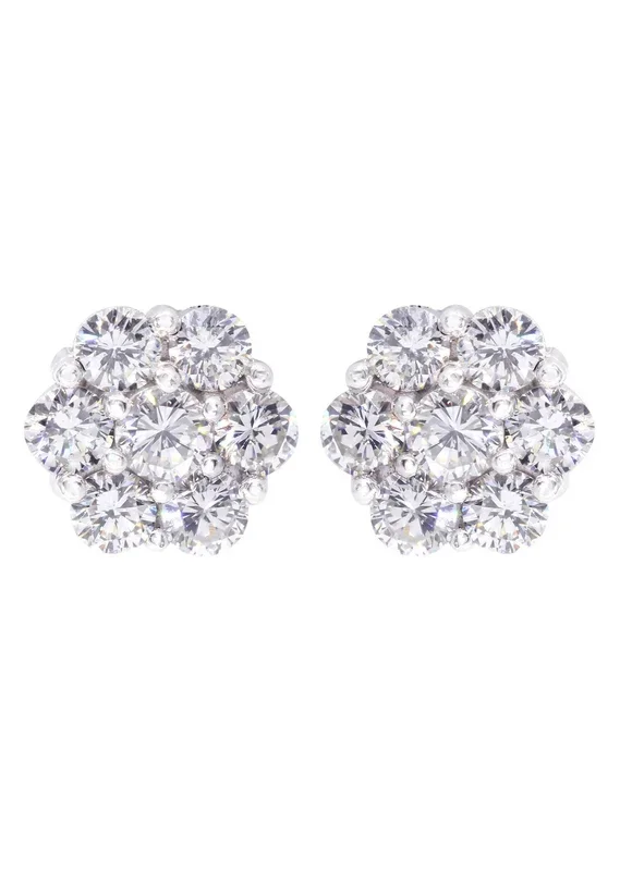 Stud Diamond Earrings For Men Illusion Set | 14K White Gold | 0.66 Carats