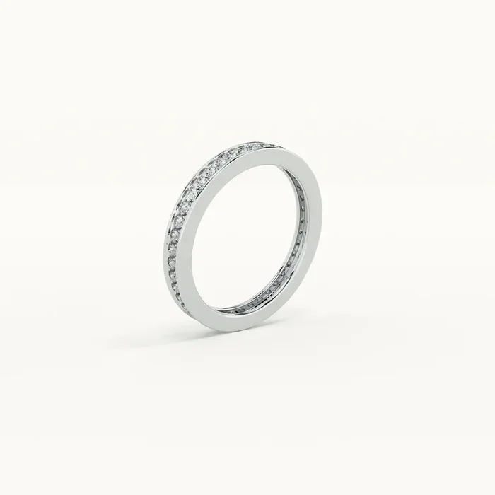 Studded Zircon Silver Eternity Band