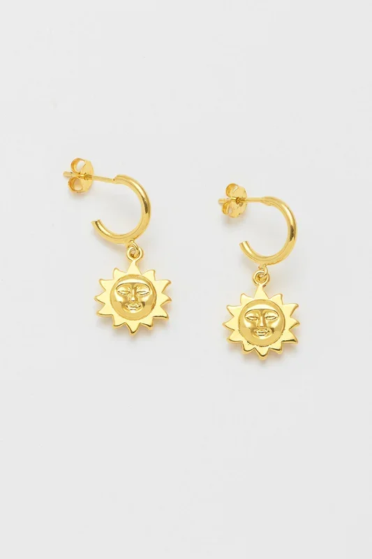 Sun Charm Drop Earrings