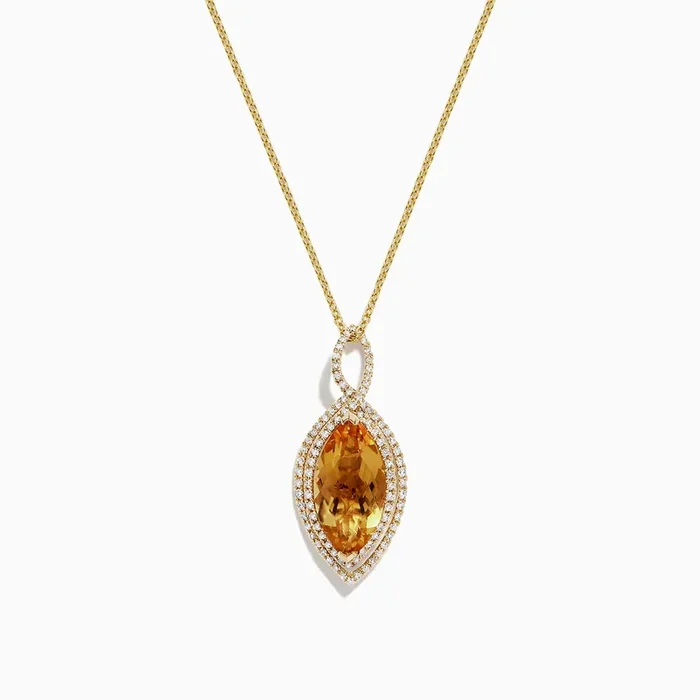 Sunset 14K Yellow Gold Citrine and Diamond Pendant, 4.54 TCW