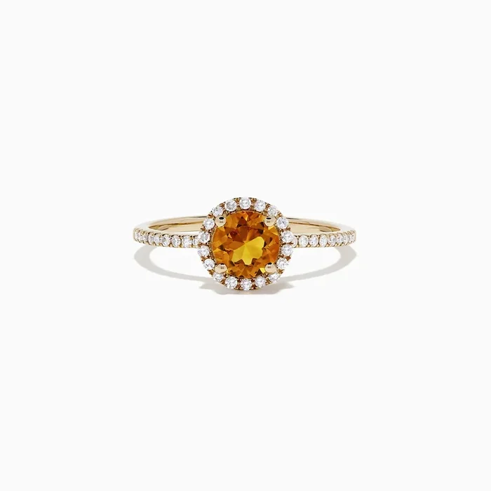 Sunset 14K Yellow Gold Citrine and Diamond Ring, 1.12 TCW
