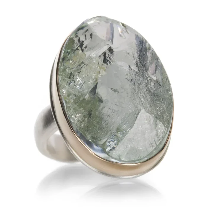 Surface Cut Aquamarine Ring