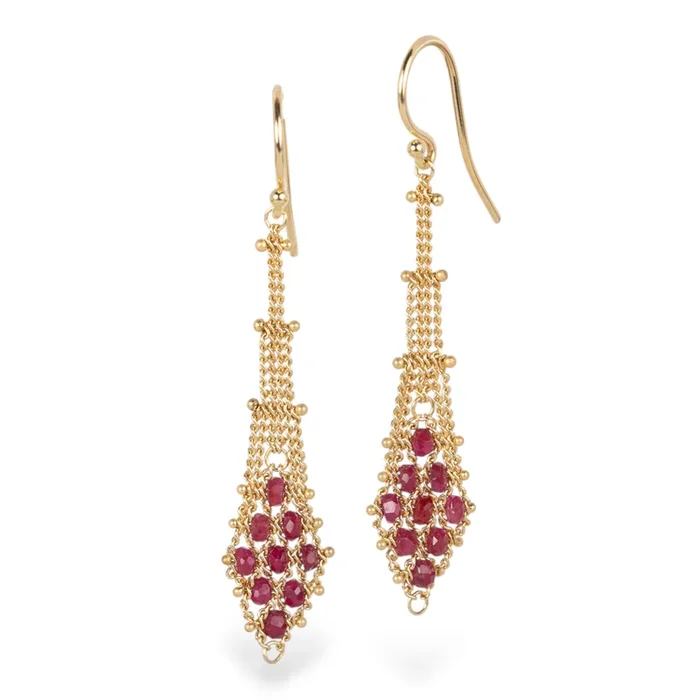 Suspended Lattice Earrings in Ruby