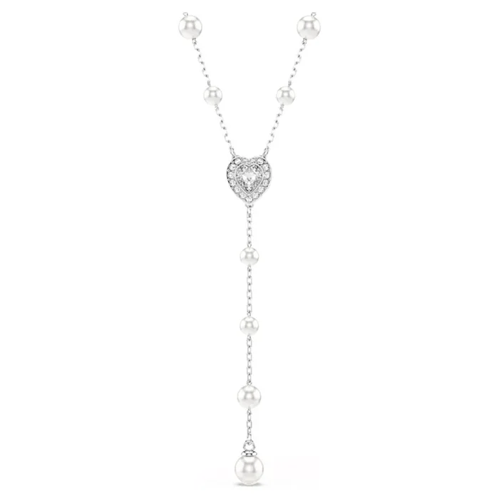 Swarovski Ariana Grande Crystal Heart Lariat Necklace with Crystal Pearls