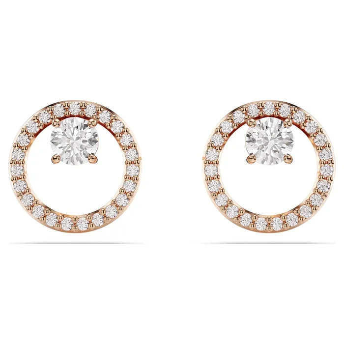 Swarovski Crystal Constella Circle Stud Earrings in Rose Toned Metal