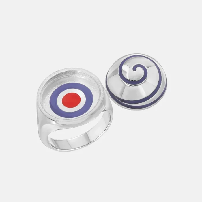 Swirl Pillbox Ring, Silver