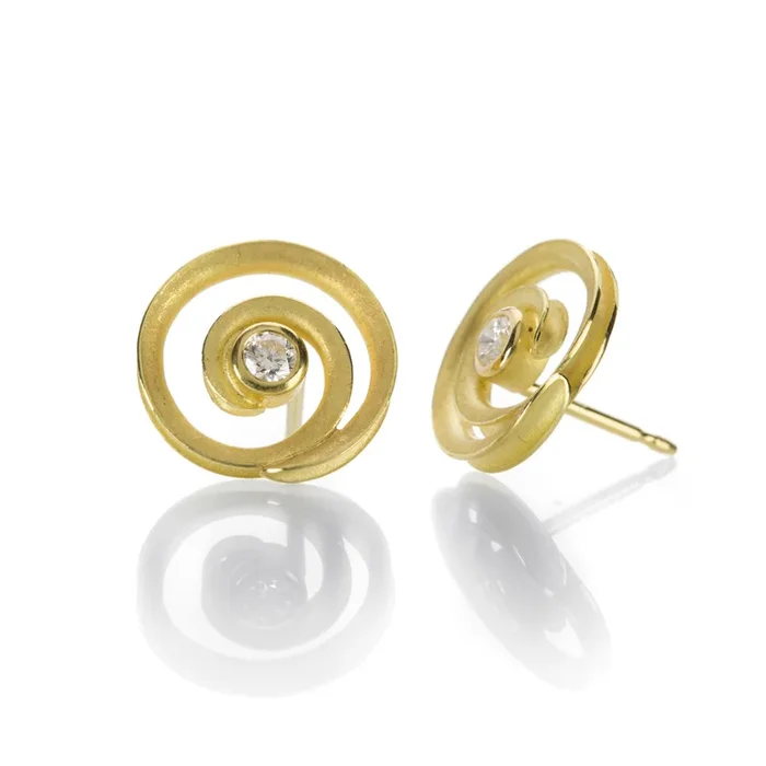 Swirl Studs with Diamonds