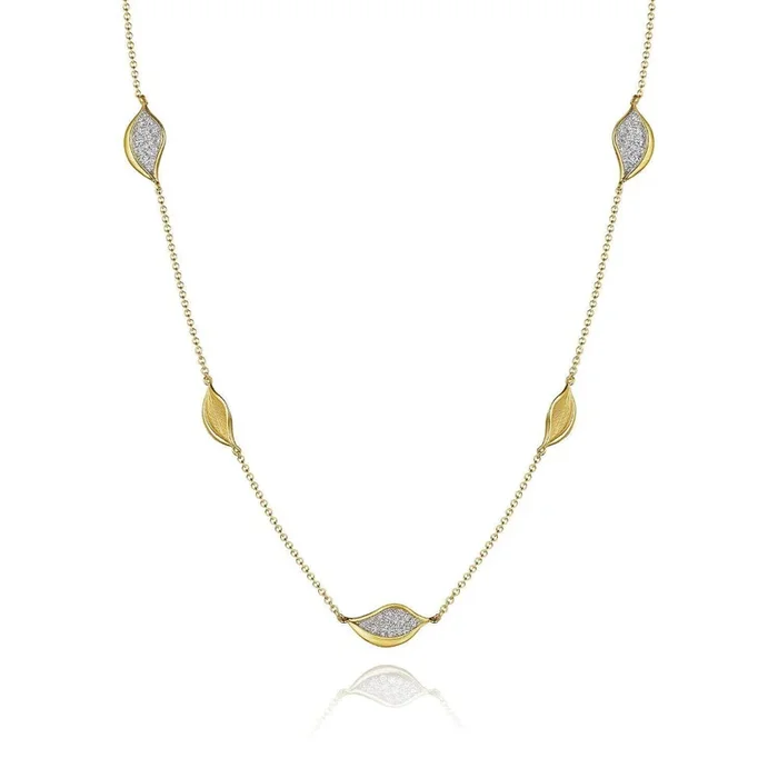 Tacori 18k Gold Dahlia Petal Diamond Pave Station Necklace