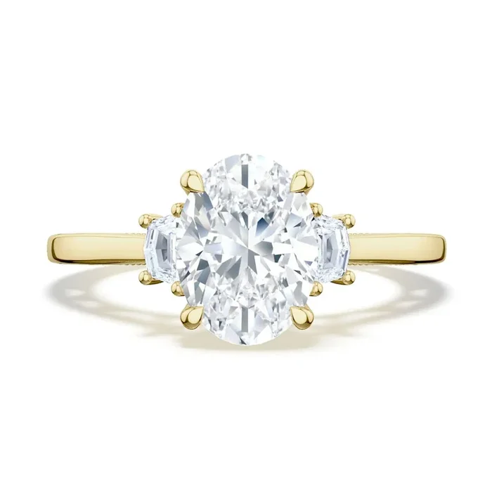 Tacori 18k Lunetta Crescent Oval 3-Stone Engagement Ring