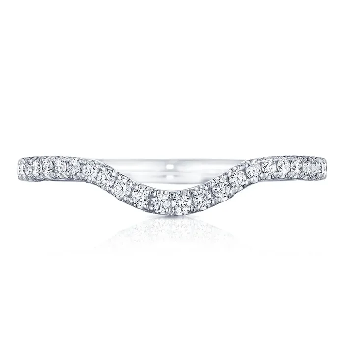 Tacori 18k Petite Crescent “Right” Curve French Pavé Diamond Wedding Band