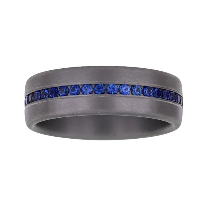 Tantalum Men’s Ring (Blue Sapphire 0.4 cts.)
