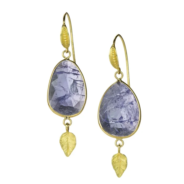 Tanzanite and Leaf Drop Earrings