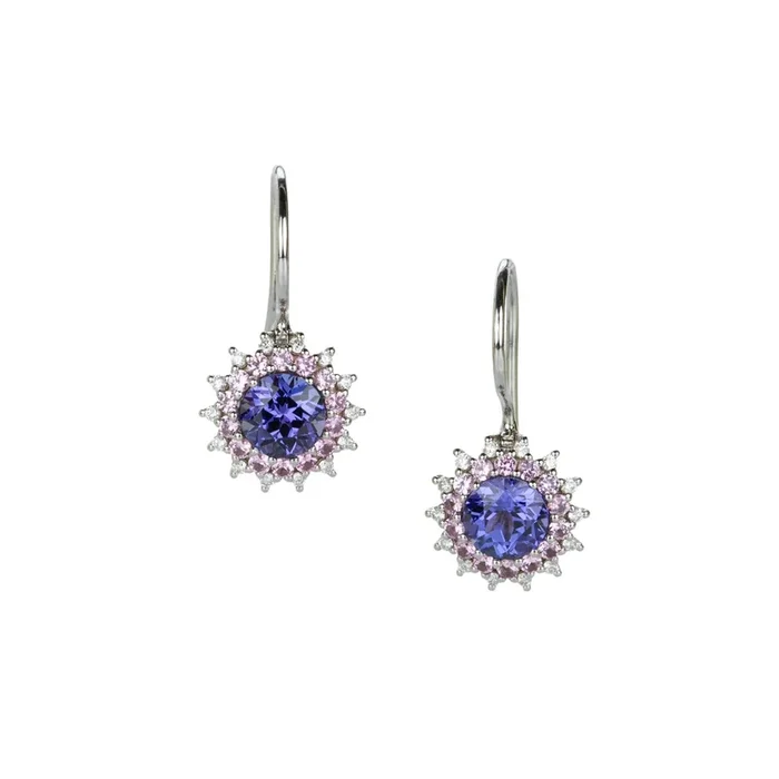 Tanzanite and Pink Sapphire Drop Earrings