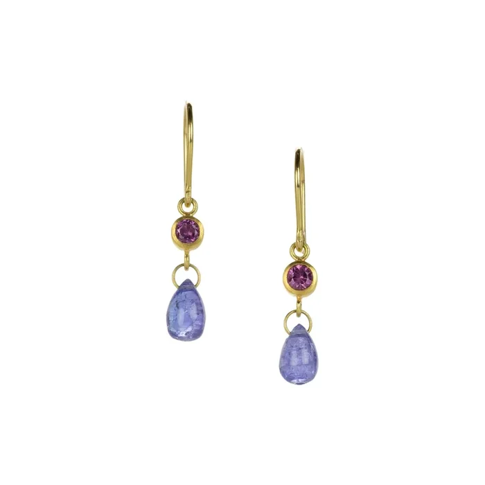 Tanzanite and Sapphire Apple & Eve Earrings