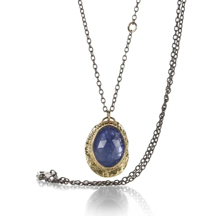 Tanzanite and Textured Disc Necklace