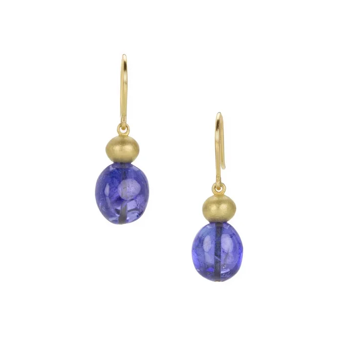 Tanzanite Cabochon Buoy Earrings