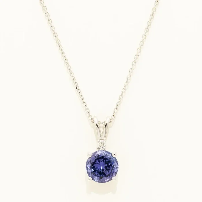 Tanzanite Necklace in 14kt White Gold with Diamonds (.04ct tw)