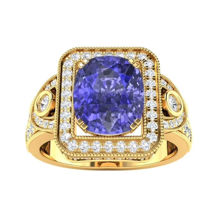 Tanzanite Ring (Tanzanite 9.93 cts. White Diamond 1.28 cts.)