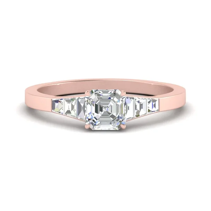 Tapering Trapezoid Asscher Cut Engagement Ring