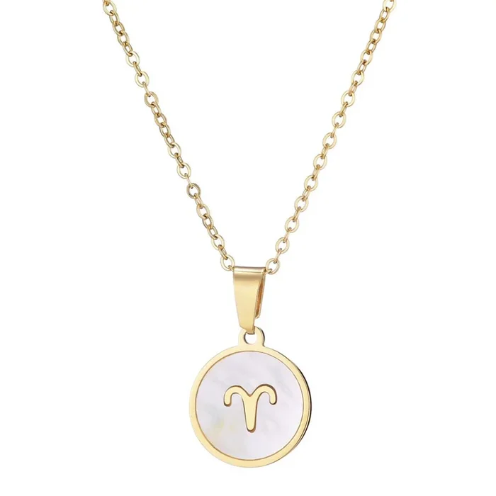 Tarnish Resistant 18k Gold Plated Mother of Pearl Zodiac Necklace