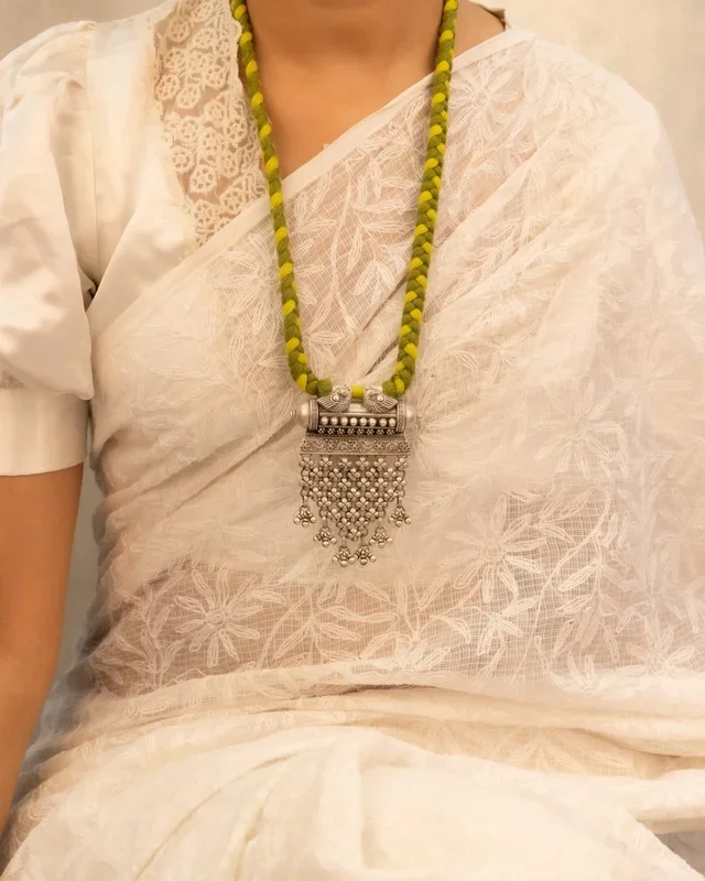 Tattva Dual Peacock Intricate Jali Dori Necklace