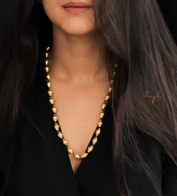 Tattva Gold Tone Dholki Beads Necklace