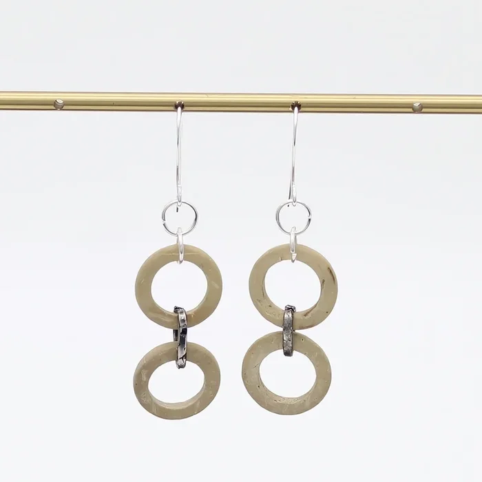 Taupe Double Link Drop Earrings