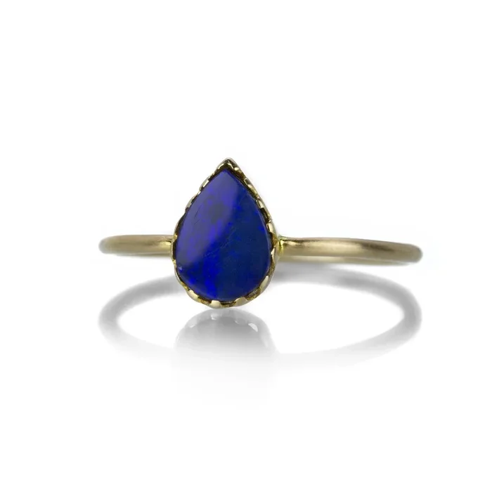 Teardrop Blue Opal Ring